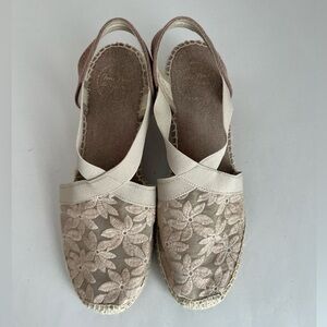 Toni Pons Terra-F Ecru Espadrille Wedge Sandal Size Euro 39 US 8.5 - 9